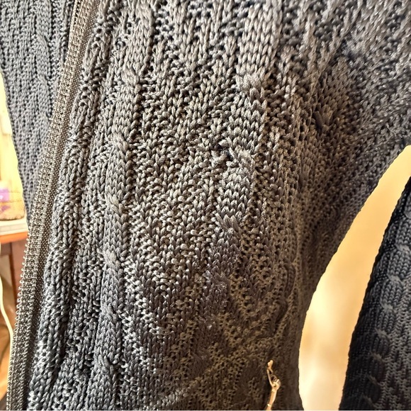 Spyder Black Cable Knit Full Zip Fleece Lined Sweater Jacket Women’s Size XS - Picture 15 of 16